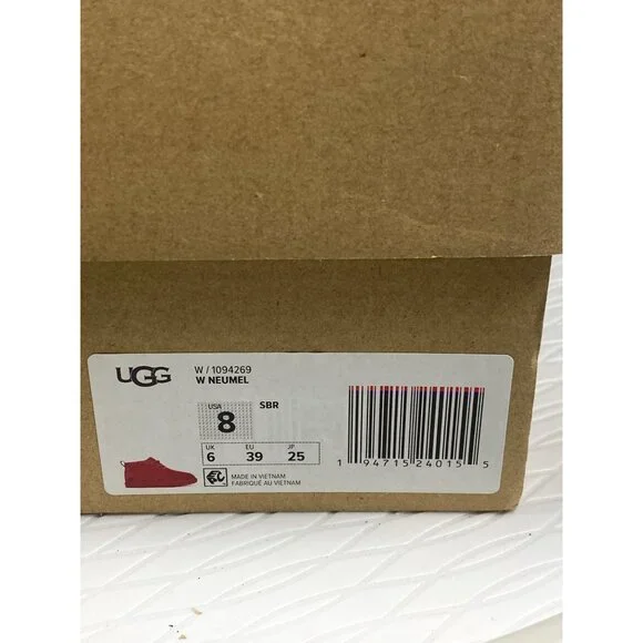 New UGG NEUMEL Mid Top Casual Snow Boots Suede Red Fur Women's 8 EU39 - Picture 5 of 12